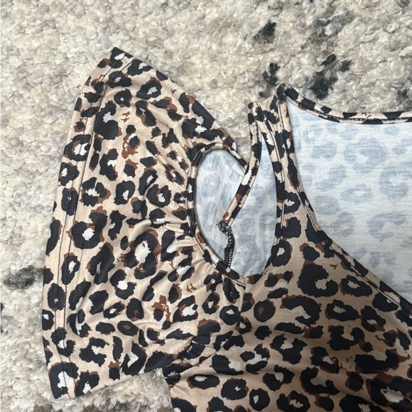 Leopard Ruffled Cut Out Black and Brown Blouse - Picture 6 of 9